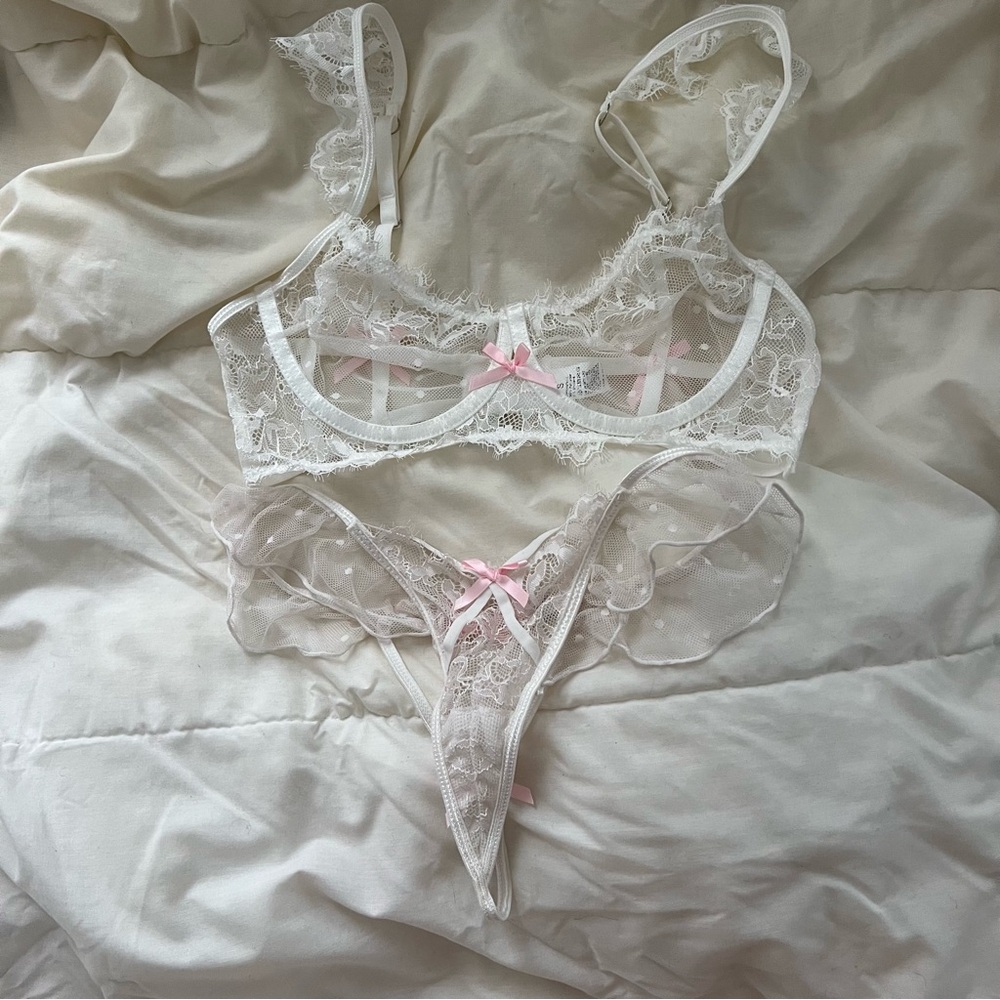 White & Pink Lingerie Set